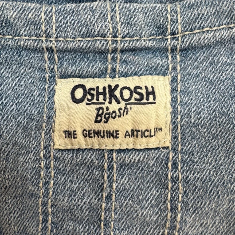 OshKosh B'gosh Overall Dress Kids 24M Blue Denim White Eyelet Lace Preppy